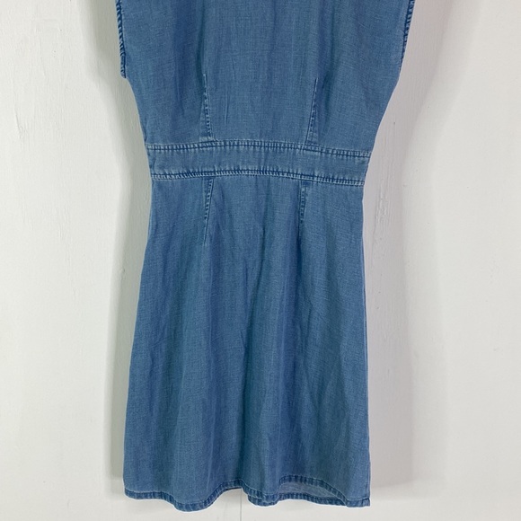 Loft Petite Chambray Button Down Flare Dress in Botanic Blue - Picture 8 of 13